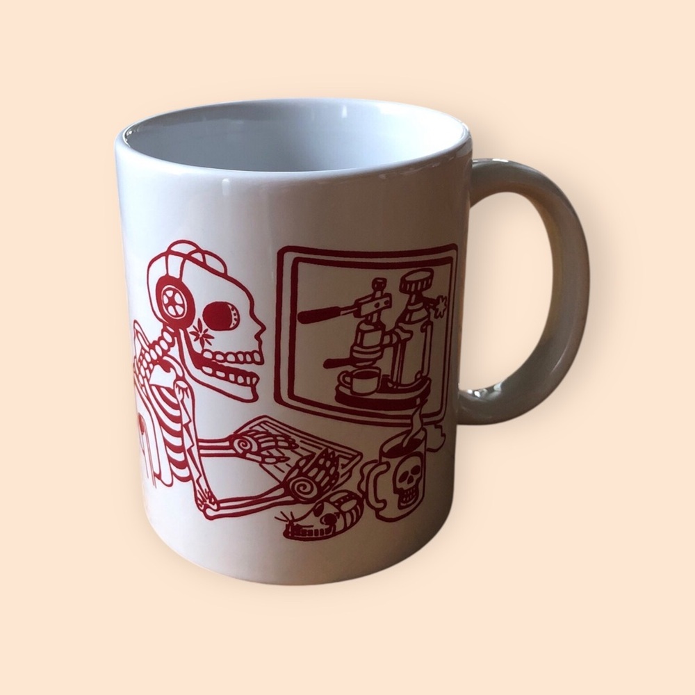Liquid Logic Skeleton Computer Mug White & Red Ceramic Coffee Tea Mug